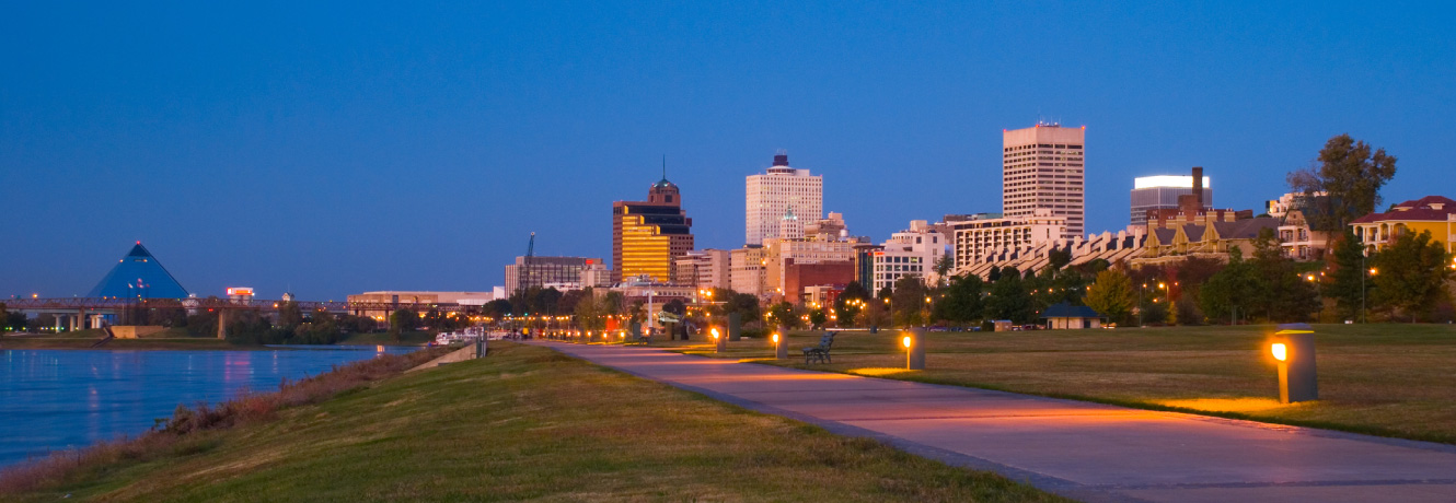 A view of Memphis at night